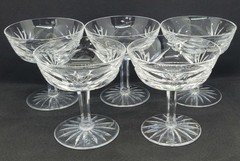 Set of 5 Waterford Crystal «Ashling» Champagne Tall Sherbet Glasses, 4 1/8″