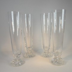4 TIFFANY & C0. ROCK CUT PLISNER BEER CRYSTAL GLASS MADE IN GERMANY