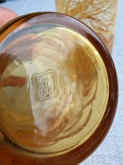 Pair of 2 Vintage Anchor Hocking Amber Golden Wheat Harvest Juice Glasses 4″
