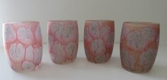 Nouveau Art Glass Old Ceasarea Israel Reuven Handmade Frosted Satin Shot Glasses