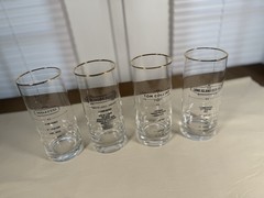 Cellini Set of 4 Tall Cooler Glasses 16oz 18K Gold Rim Cocktail Recipe Highball