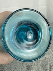 Vintage Libbey Aqua Teal Blue Footed Cocktail Iced Tea Glass Tumbler