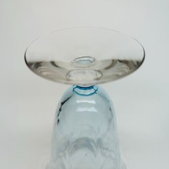 Vtg FOSTORIA GLASS «WAVECREST BLUE» CRYSTAL ICED TEA STEM 6-1/8″ Optic Wave