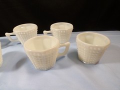 Set of 6 Fenton Milk Glass Octagon Hobnail Punch Bowl Cups INV2