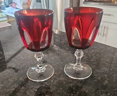 Cristal D’Arques Durand Gothic Arch Ruby Red Wine Water Glasses Goblets Set Of 2