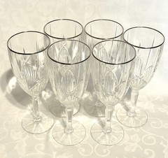 Noritake Crystal Stenmark Gold Rim Water Goblets 8 3/4”set of 6