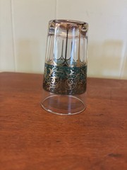 Vintage MCM M Missary Paris Green & Gold Juice Glasses: Set Of 4. Signed. Read.