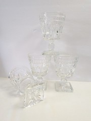 Set of 4 Indiana Glass Park Lane Square Footed Red Wine Goblet Vintage 5.5″