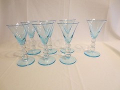 SET OF 6 BRYCE ARISTOCRAT BLUE SHERRY GLASSES (PLUS ONE FREE)