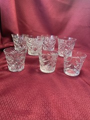 7 Anchor Hocking Clear Oatmeal Flared 3” Tumbler Glass Vintage