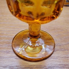 Colony Color Crown Dark Amber Thumbprint Cordial Glasses Set of 4 Vintage 3⅝»