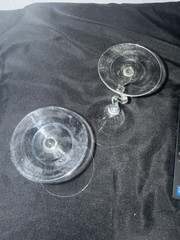 Set Of 2~Curved Stem Modern Martini/Cosmo/Cocktail Clear Crystal Glasses~8.5”