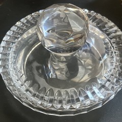 Lead Crystal Cut Glass Cookie Cracker Biscuit Candy Jar Hearts Tulips Vintage