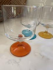 Vintage MCM Cocktail Glasses Set of 4 Colored Bases Wine Goblets Retro Barware