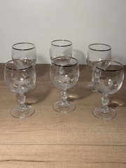 Set Of 6 Vintage Crystal Goblet Glasses Etched Engraved Wildlife Hunting 3” Dia.