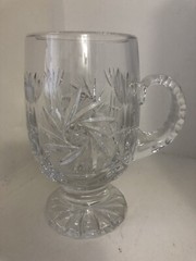 Starburst Pinwheel Hand cut Crystal Pedestal Glassware Poland Germany