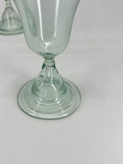 2 Antique handblown rum runner glasses Pale green 1930s Barware 7.25″H Vintage