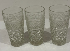 Set 3 VINTAGE WEXFORD WATER ICE TEA GLASSES DIAMOND CUBIST PATTERN