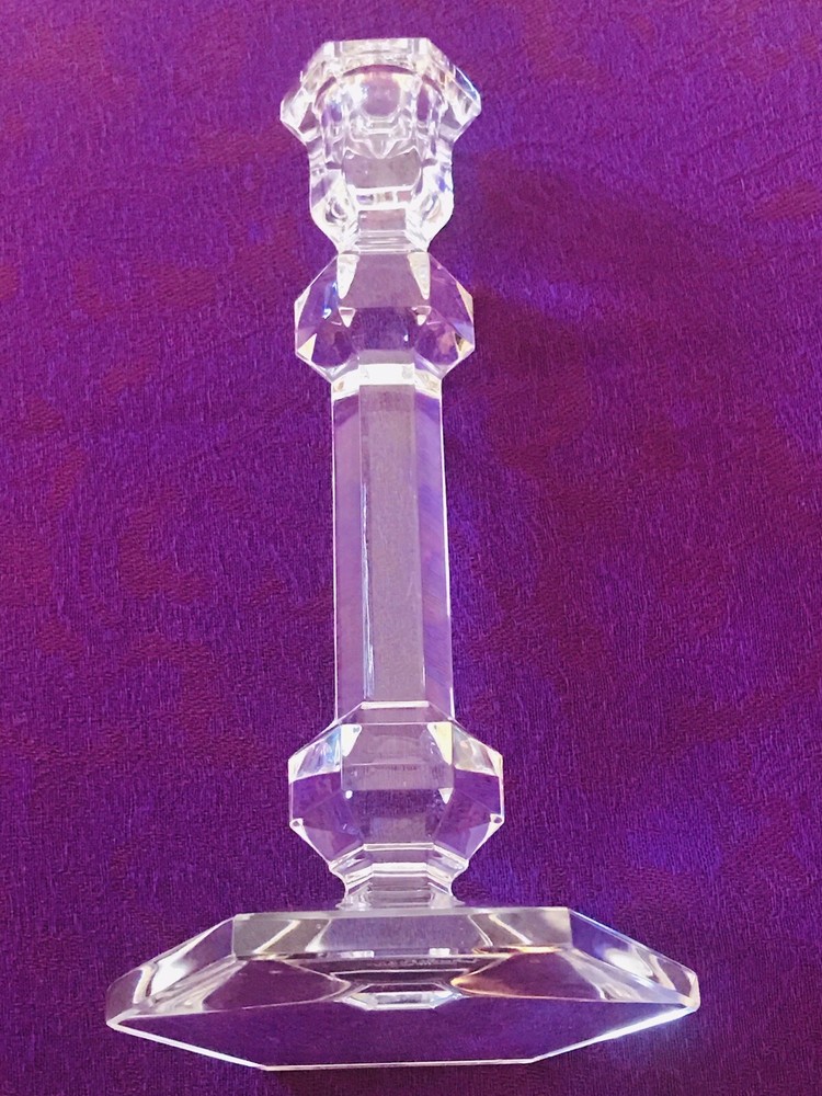 Val St. Lambert Crystal CANDLESTICK 9 1/4″ Tall Signed (NF)