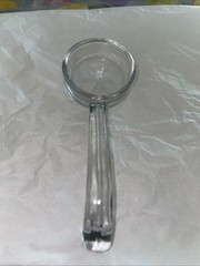 2- Spoon Clear Glass, Scoop Etched Flower, Mayo, Jam, 5″ Long, 1.75″ Across Vtg