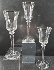 3 Mikasa Jamestown Clear Platinum Trim Wine Glass Set Elegant Optic Stemware Lot