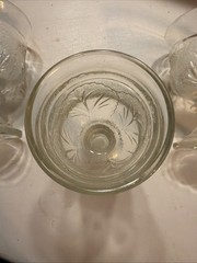 Vintage Indiana Glass Crystal PEBBLE LEAF Clear 6oz. Water Juice 3 Goblets