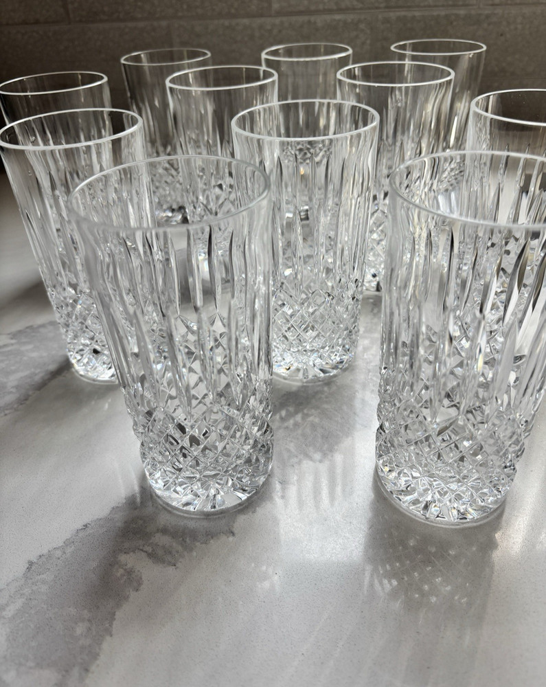11 Waterford Ballybay Criss Cross Vertical Cut Crystal Highball Glasses 5 1/2»