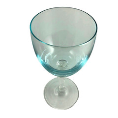 Wine Sherry Glass Crystal Light Blue Multi-Sided Stem 5 7/8