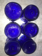 Set of 6 PILGRIM Glass ADAMS Cobalt DOUBLE OLD FASHION 16oz ROCK Whiskey TUMBLER