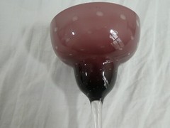 Drink Wine Glass Stemmed Purple Pink Clear 6 1/2″ Drinkware Barware Deco Vintage