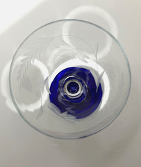 Set of 7 Vtg Louie Weston Etched Glass with Cobalt Feet Champagne Glasses – EUC