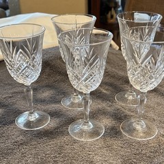 American Brilliant Cut Crystal Wine Glasses. Set of 5