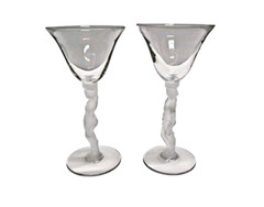 BAYEL CRYSTAL Frosted Stem France Glass Artes Male Cordial Wine Goblet VINTAGE!
