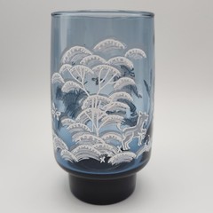 Vintage Libbey Dutch Blue Mary Gregory Tumblers Set of 5 Children Dog Butterfly