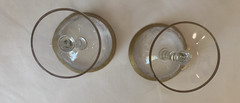 Vtg Champagne Glass W/Gold Trim on Rim & Outline of Base & Lace/Plant Etch Lt 2