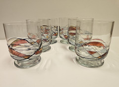 Crystal Romania Stimas Mosaic Stained Glass Colorful Highball Glasses Set of 6