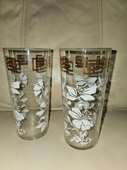 Vintage Hazel Atlas Zombie Iced Tea Gold Key Orchid 6⅞» Collins Pair