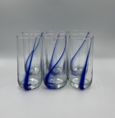 Libbey Blue Ribbon Impressions Glass Tumblers Set of 6