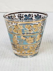Georges Briard “Rouge Blush” Grape & Vine Glasses – Set of 2 Gold & Blue – 3.5″