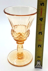 Vintage Pressed Cordial Peach Glasses Fluted Diamond Pattern Holds 1 ounce -4