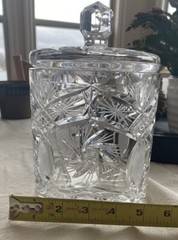 Vintage Heavy Cut Leaded Crystal Cookie, Biscuit, Candy Jar With Lid 8” Tall