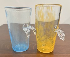 Signed Robert Burch Hand-Blown Studio Art Glass Tumblers (Pair) – RB 2018