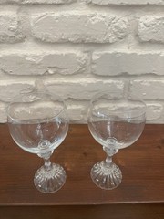 MIKASA Crystal The Ritz Wine Glasses Goblets Ribbed Flared Stem Set of 2