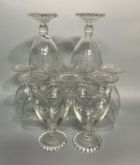 Anchor Hocking Laurel Leaf Etched Wine Glasses Set of 11 VTG MCM Bubble Foot