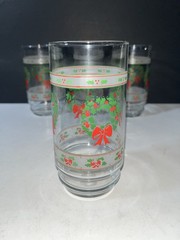 Christmas 16 oz. Tumblers Wreath & Holly -Set Of 4 Glass Victorian Style