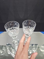 (2) Cordial glasses 5″ Glass Miller Rogaska Crystal cut etched floral GALLIA