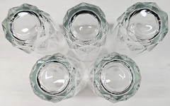 (5) Arcoroc Artic 12 Oz Beverage Set Vintage Wedge Cut Tumblers France Retro Lot