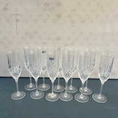 Set Of 11 Cristal D’Arques-Durand MADRIGAL Flute Champagne Glass Cut Fan 8.5”
