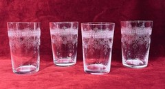 Saint Louis Papin 4 Flat Tumbler Crystal Glasses 4 Verre Gobelet Cristal Grave B