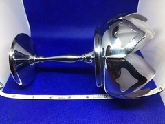 Farber Bros Frosted Glass Chrome Art Deco Lotus Compote Krome-Kraft NEW YORK